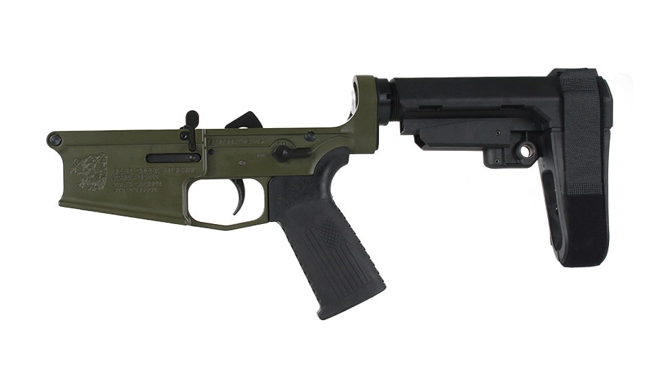 BC-10 Complete Pistol Lower Assembly With Pistol Brace, Multi-Caliber (Black Anodized)