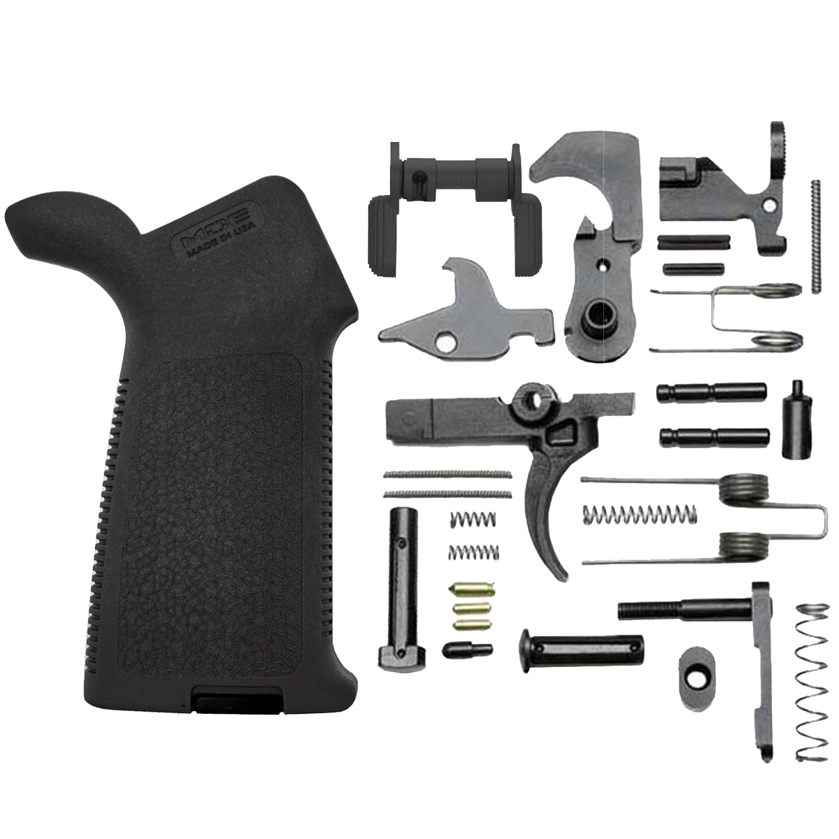 AR-15 Enhanced Lower Receiver Build Kit w/ Magpul MOE Grip Ambi Safety & Enhanced Takedown Pins
