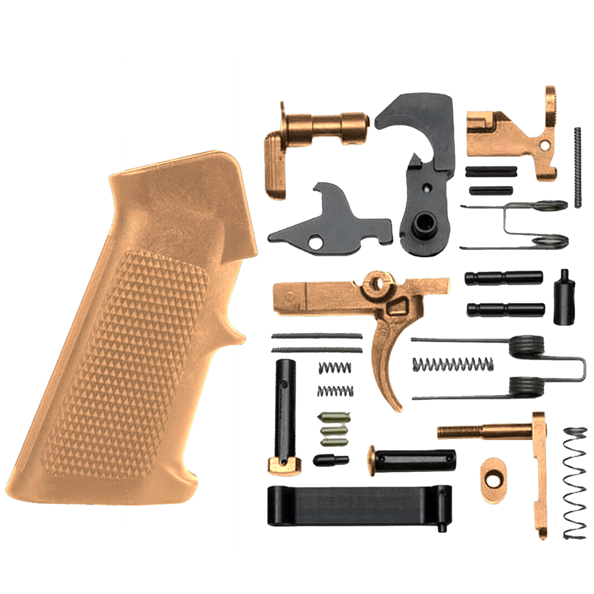 AR-15 Mil Spec Standard Lower Parts Kit w/ Standard Grip & Trigger Guard - Cerakote Burnt Bronze