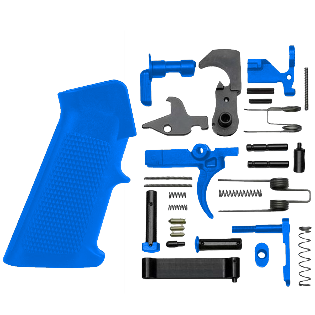 AR-15 Mil Spec Standard Lower Parts Kit w/ Standard Grip & Trigger Guard - Cerakote Flame Blue