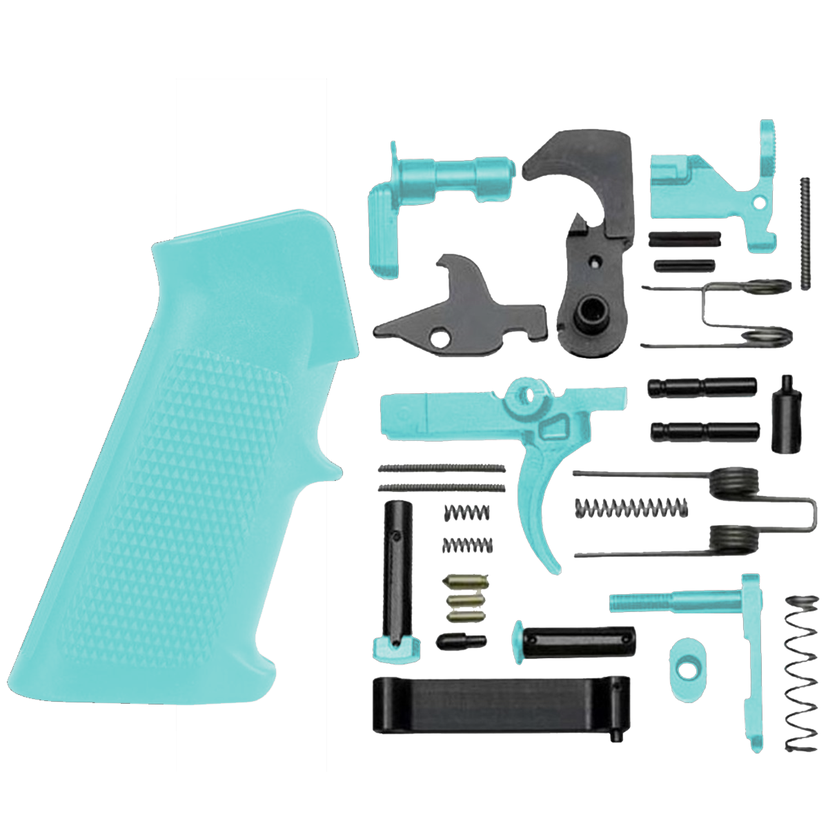 AR-15 Mil Spec Standard Lower Parts Kit w/ Standard Grip & Trigger Guard - Cerakote Robins Egg Blue