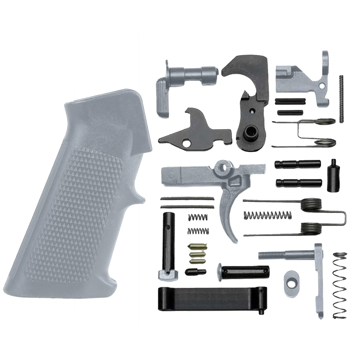 AR-15 Mil Spec Standard Lower Parts Kit w/ Standard Grip & Trigger Guard - Cerakote Sniper Gray