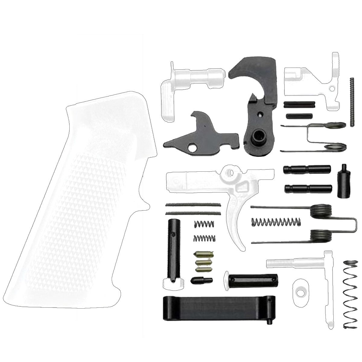 AR-15 Mil Spec Standard Lower Parts Kit w/ Standard Grip & Trigger Guard - Cerakote Storm Trooper White