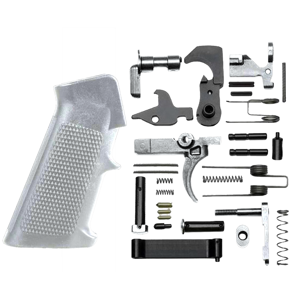 AR-15 Mil Spec Standard Lower Parts Kit w/ Standard Grip & Trigger Guard - Cerakote Tungsten Gray