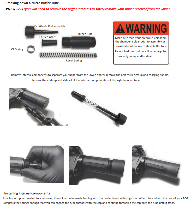 AR Micro Pistol 3.5" Buffer Tube Assembly - Black