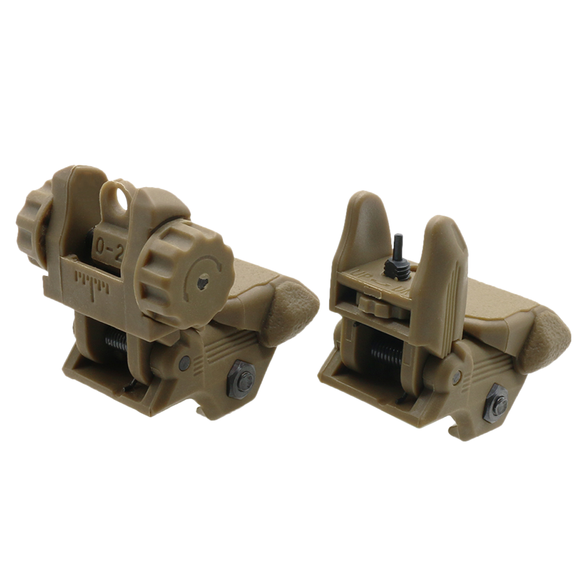 Low Profile Polymer Flip up Front & Rear Sight - TAN