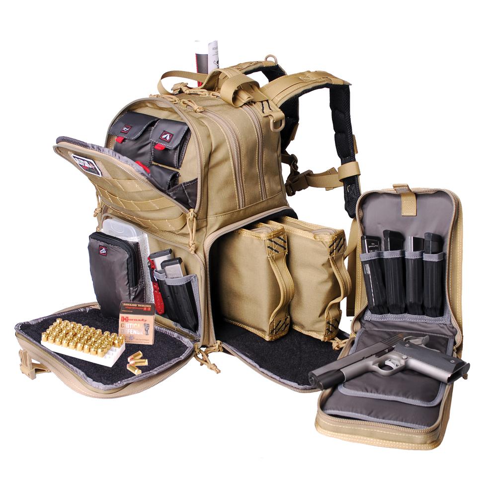 GPS Tactical Range Backpack Holds 3 Handguns Black