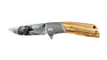 BCA Bear Scene Titanium Coated Folding Wooden Handle Hunting Knife