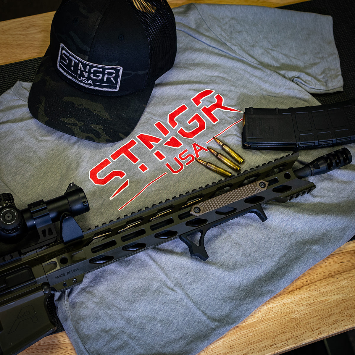 STNGR USA Patriot T-Shirt - Athletic Gray Heather Tri-Blend