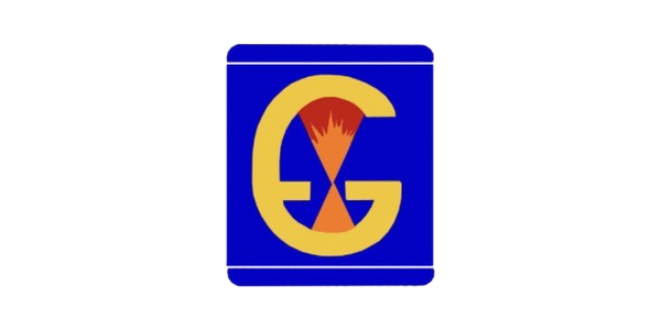 Brand logo: G and flame emblem