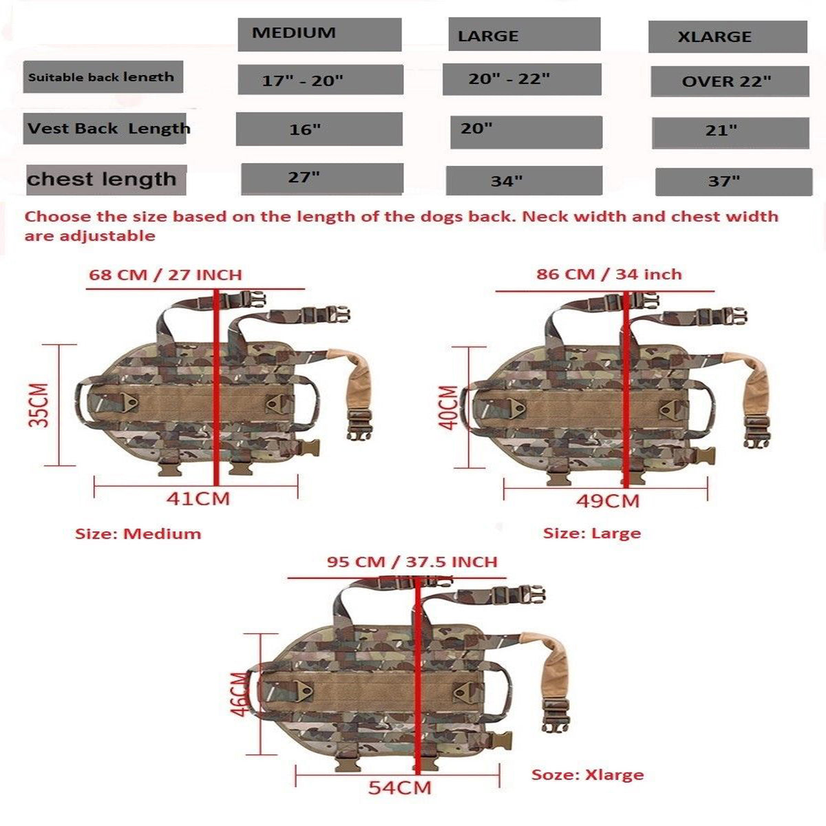 Tactical Scorpion Gear - D1 Canine Dog K9 Camo MOLLE Military Training Vest Harness