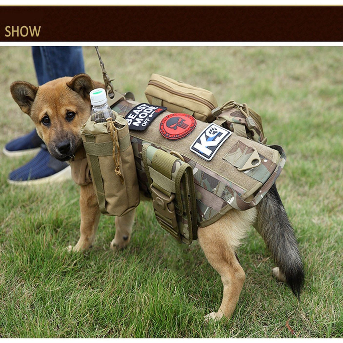 Tactical Scorpion Gear - D1 Canine Dog K9 Camo MOLLE Military Training Vest Harness