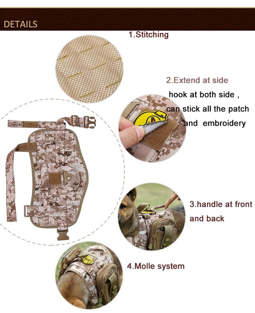 Tactical Scorpion Gear - D2 Compact Canine Dog K9 Camo MOLLE Training Vest Harness