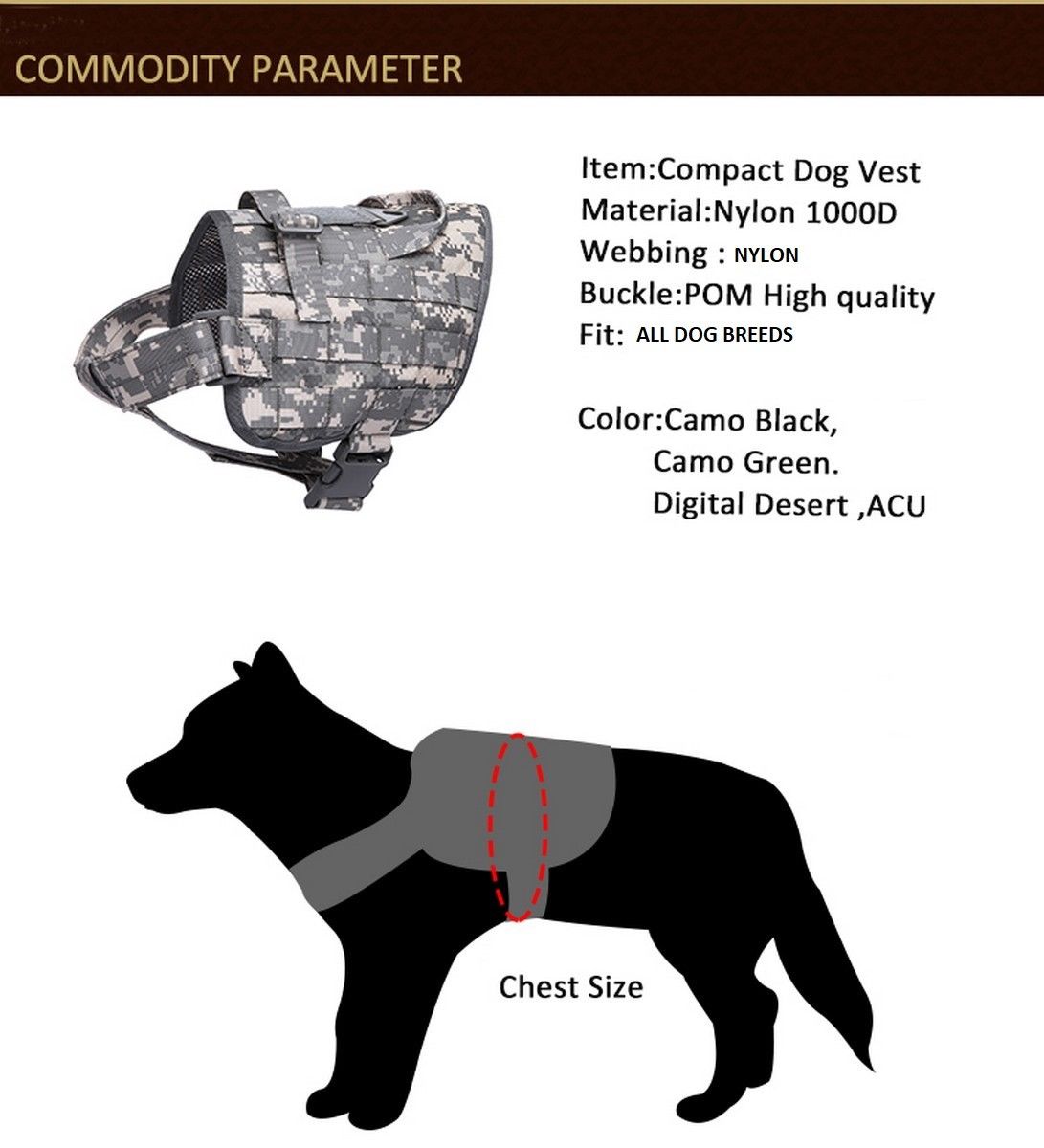 Tactical Scorpion Gear - D2 Compact Canine Dog K9 Camo MOLLE Training Vest Harness