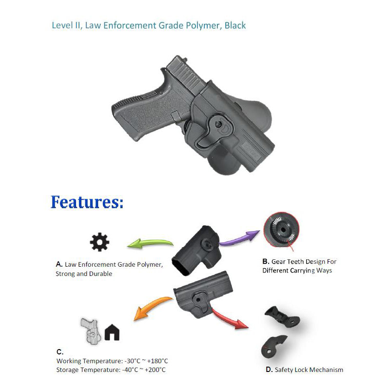 Tactical Scorpion Gear - Fits CZ 75SP-01 Shadow Level II Retention Paddle Holster