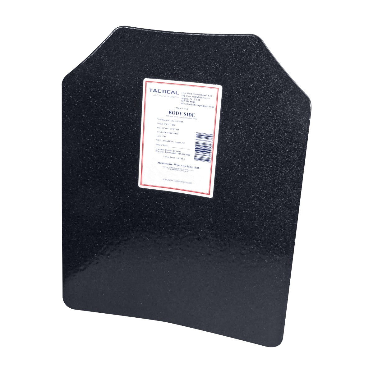 Tactical Scorpion Gear - Level III AR500 / Lightweight Level III+ Steel Body Armor 11" x 14" Plate