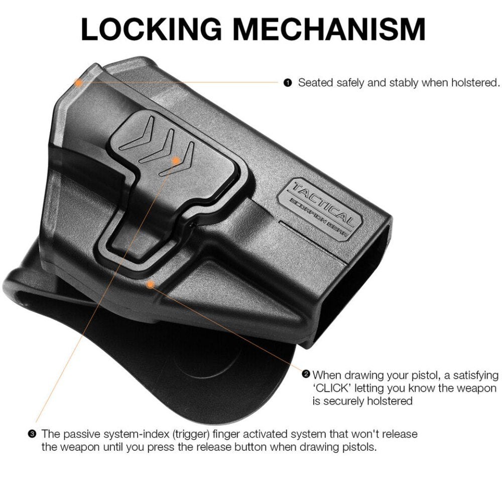Tactical Scorpion Gear Level II Polymer Paddle LH Holster fits: Glock 43x, 43