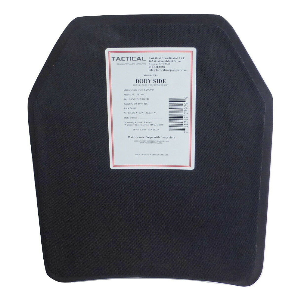 Tactical Scorpion Stab Resistant 3A Body Armor PE Hard Multi Curved 10x12 Plate