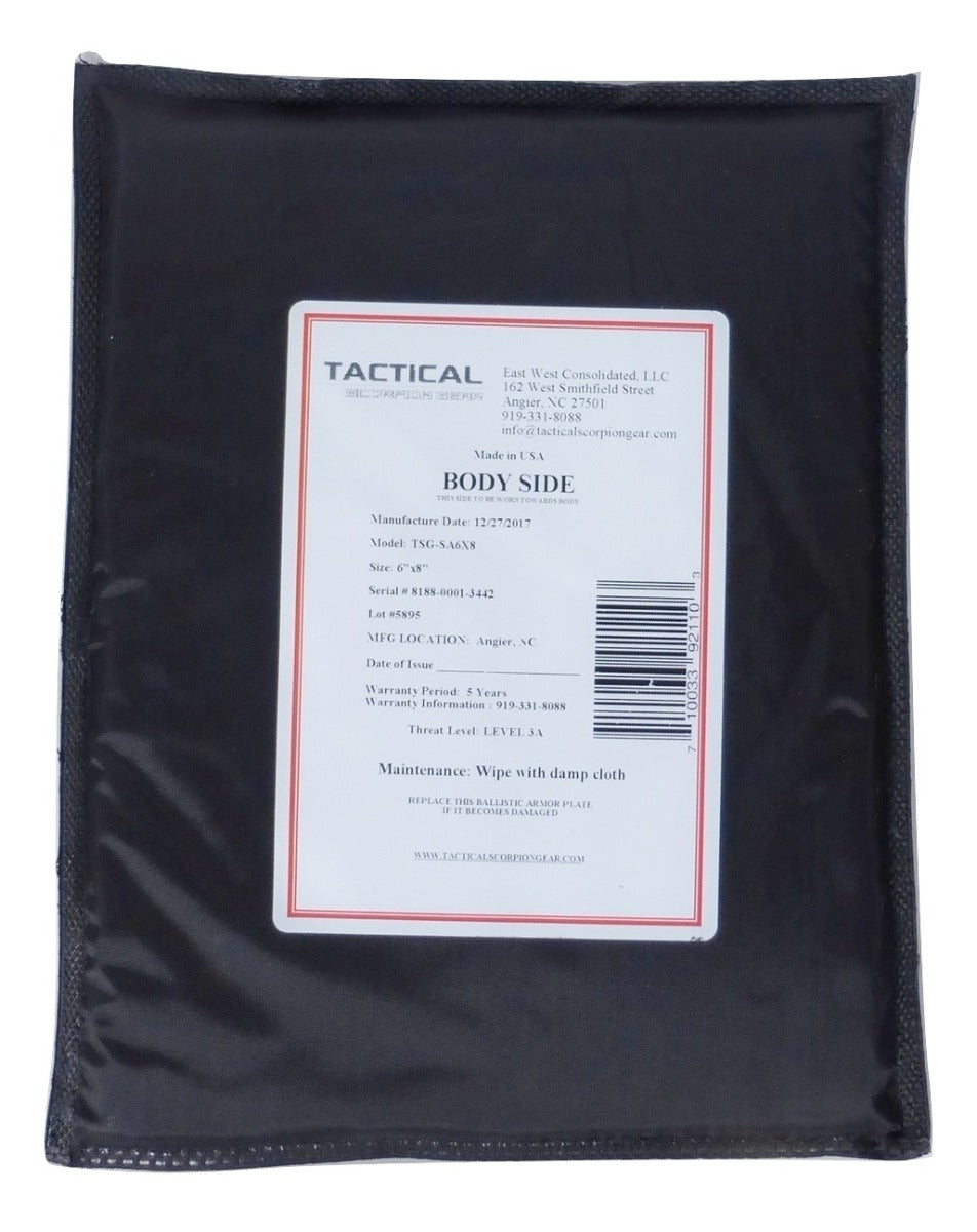 Tactical Scorpion Gear - Waterproof Level IIIA Soft Body Armor 6" x 6" Plates | Stops .44