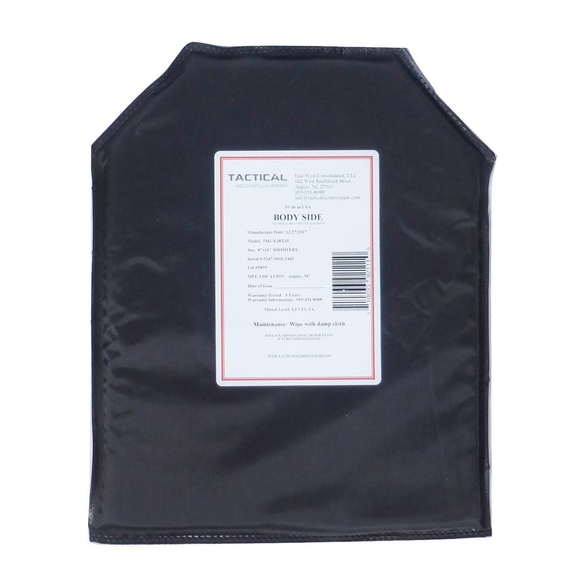 Tactical Scorpion Gear - Waterproof Level IIIA Soft Body Armor Shooters Cut 8" x 10" Plates | Stops .44