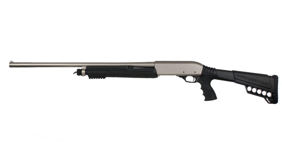 PUMP ACTION 12 GA SHOTGUN 26" 4140 Drilled Steel Barrel, 5 + 1 Magazine Capacity