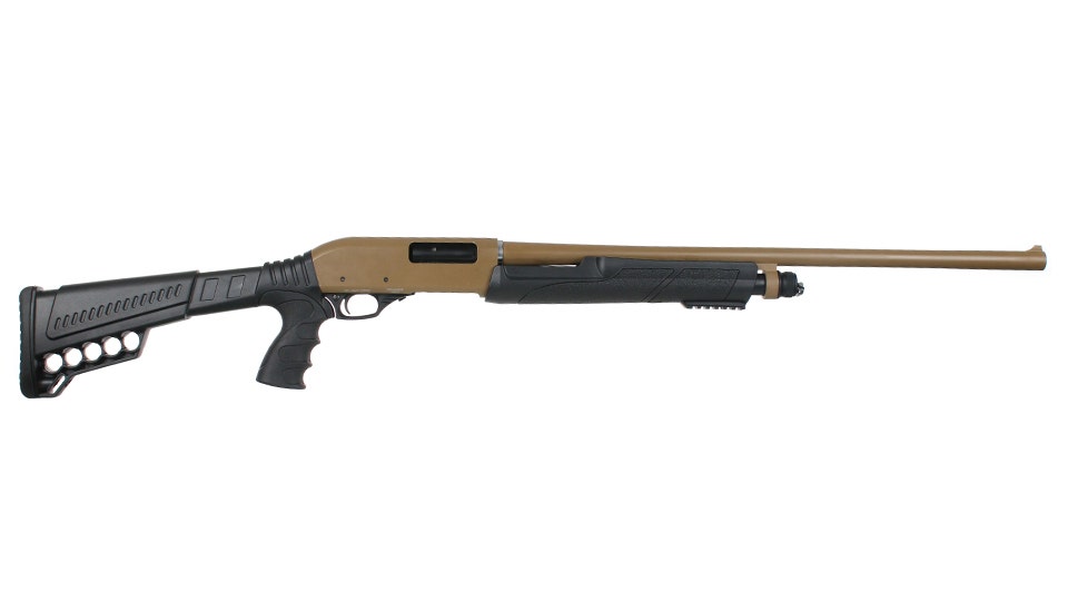 PUMP ACTION 12 Gauge SHOTGUN Cerakote Plating, 26" 4140 Drilled Steel Barrel, 5 + 1 Magazine Capacity