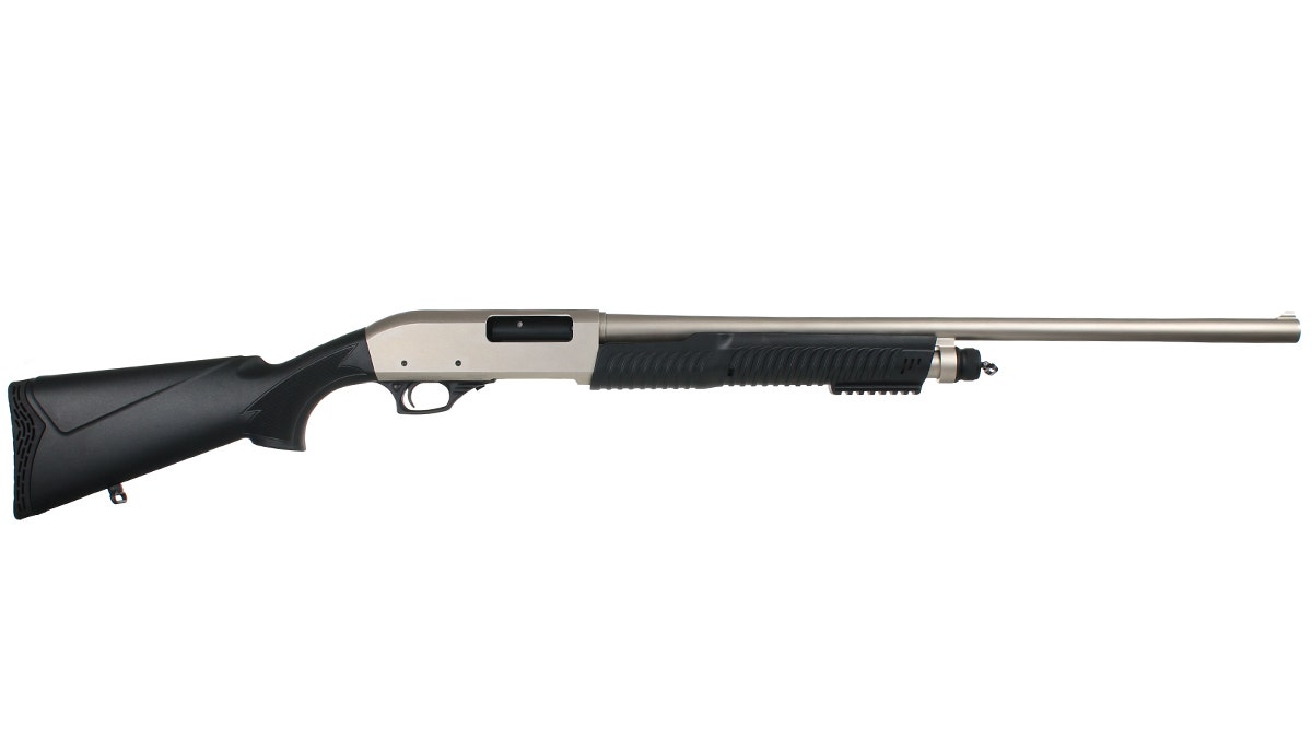PUMP ACTION 12 Gauge SHOTGUN featuring 26" 4140 Drilled Steel Barrel 5 + 1 Magazine Capacity