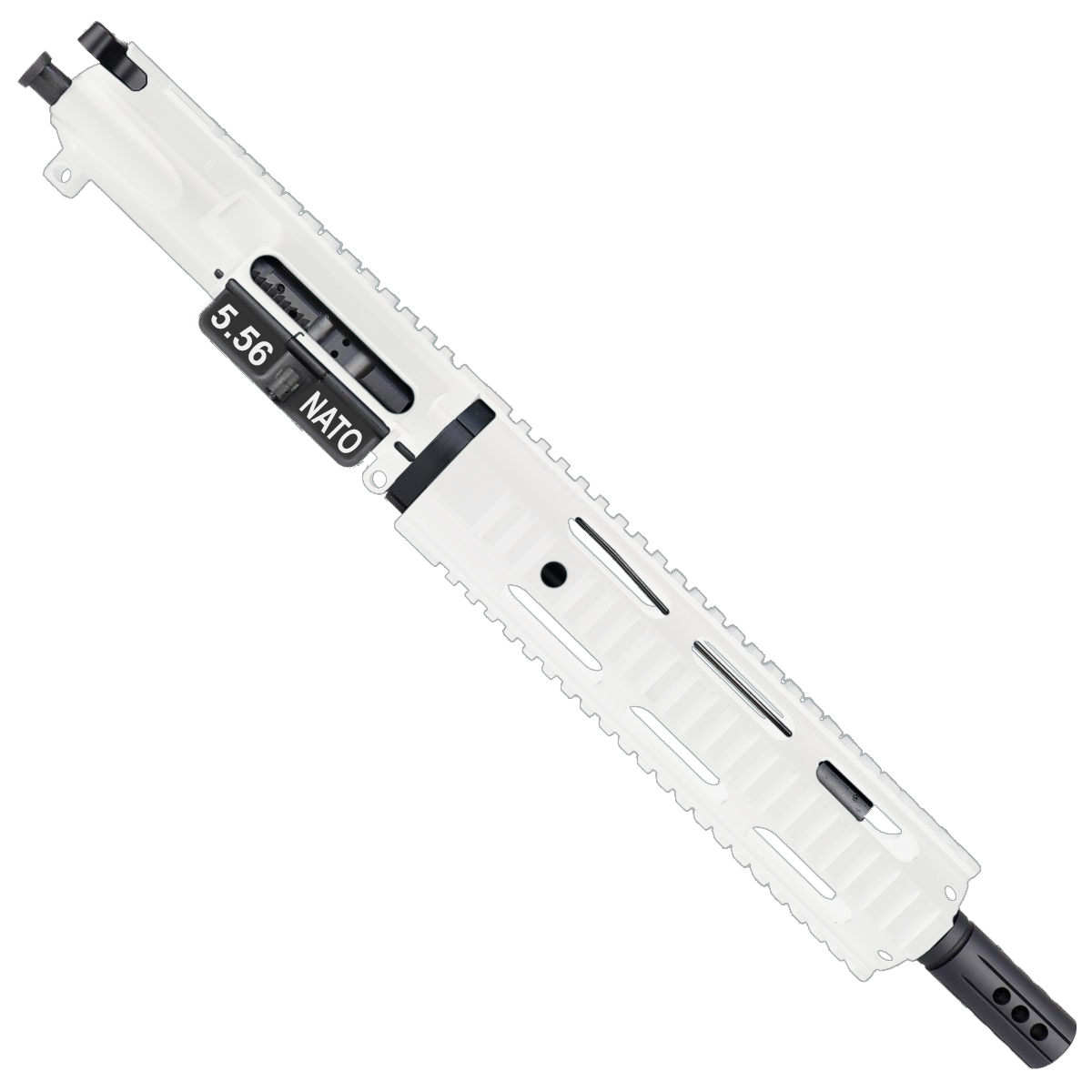 AR15 .223/5.56 Pistol Upper Assembly 10" Quadrail Handguard Complete w/ Charging Handle - White
