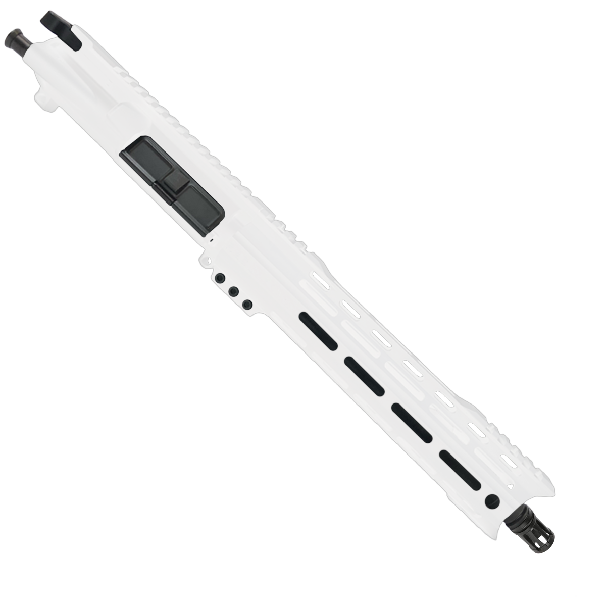 AR15 .223/5.56 Pistol Upper Assembly 10" Barrel Custom 10" Top Cut Hybrid MLOK Handguard Complete w/ Charging Handle - Storm Trooper White