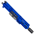 AR15 .223/5.56 Micro Pistol Upper Assembly 5" Barrel MLOK Handguard w/ Charging Handle - Flame Blue
