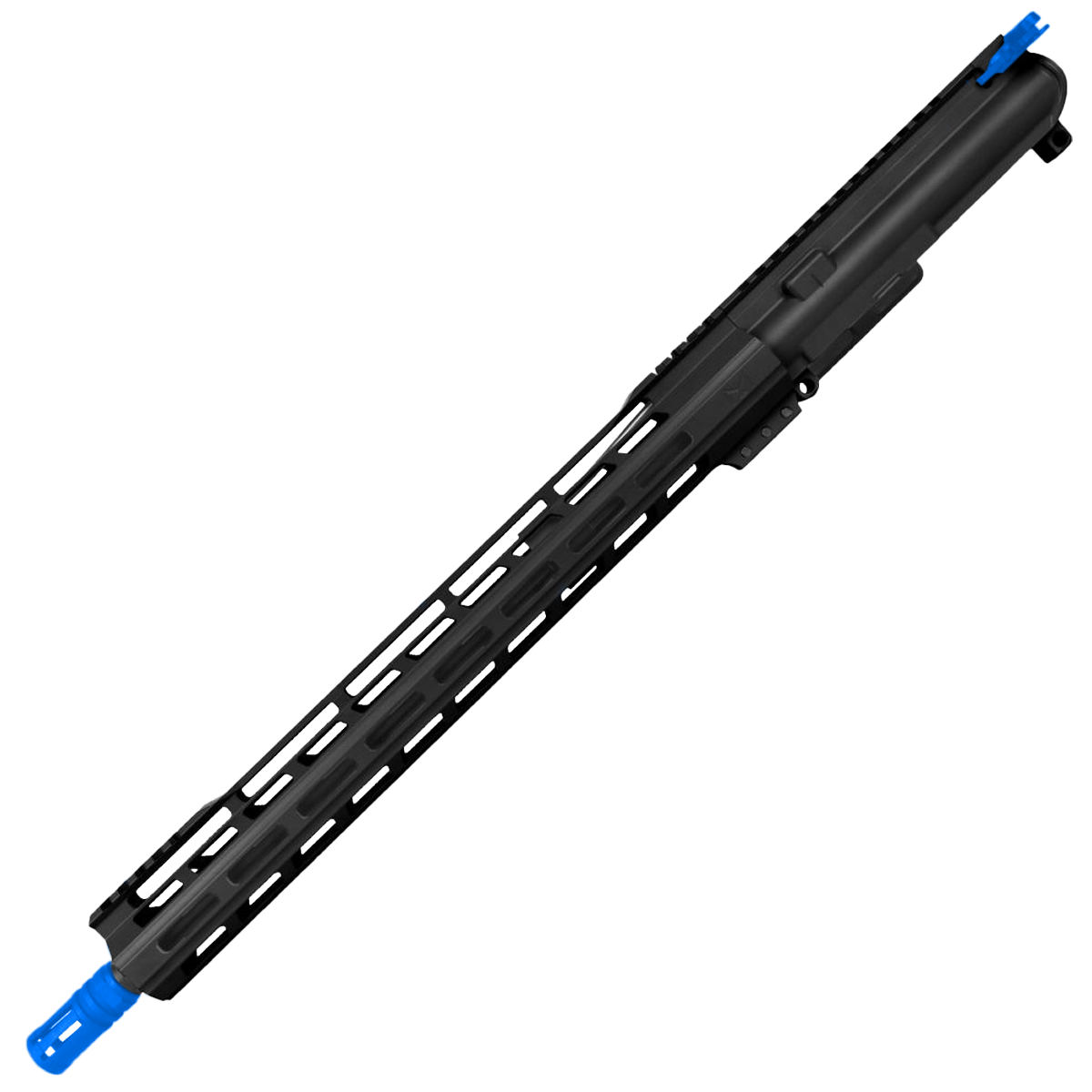 AR-15 .223 5.56 Two-Tone Complete Upper Build Assembly 16" Barrel 15" Lightweight Hybrid MLOK Handguard - Black and Flame Blue