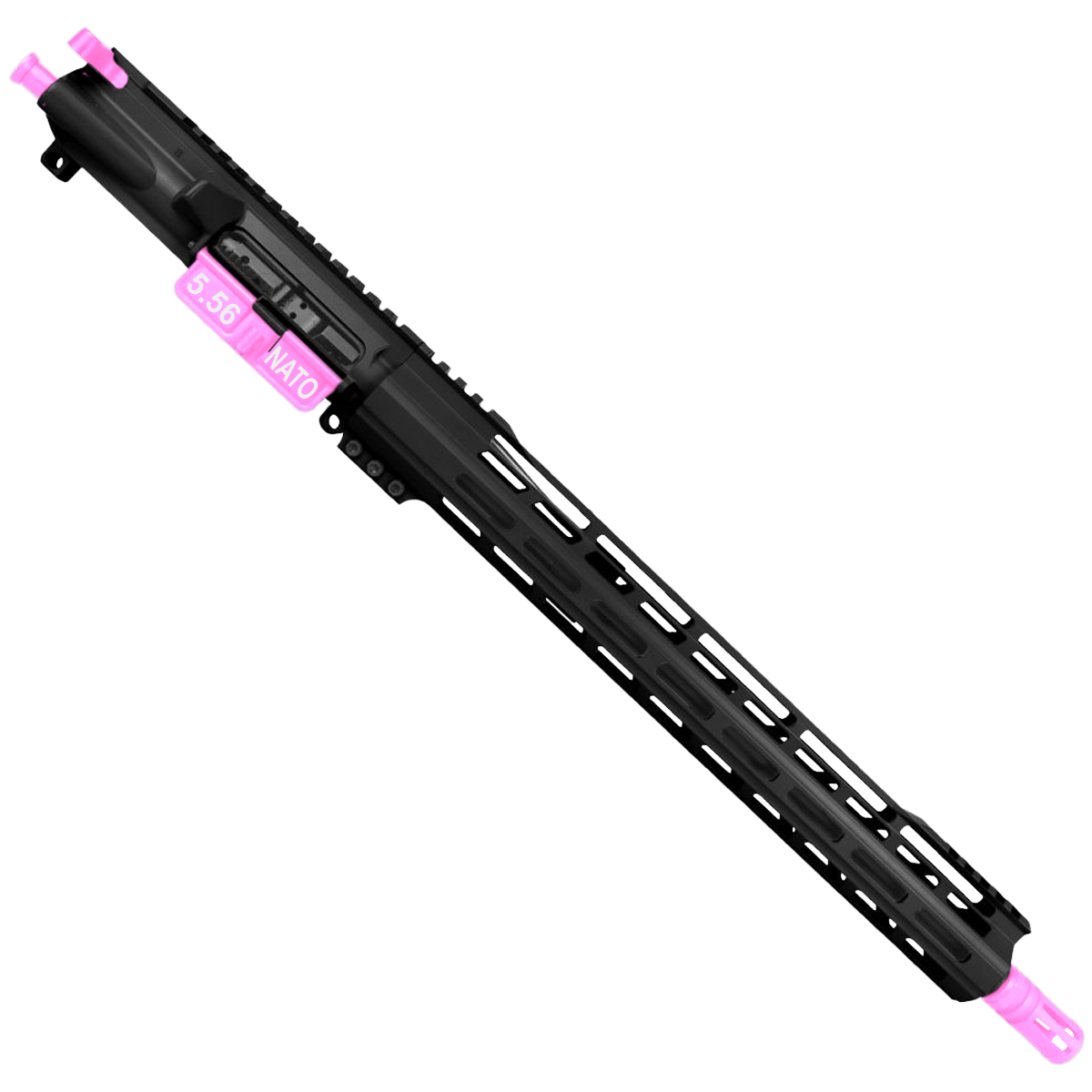 AR-15 .223 5.56 Two-Tone Complete Upper Build Assembly 16" Barrel 15" Lightweight Hybrid MLOK Handguard - Black and Sig Pink