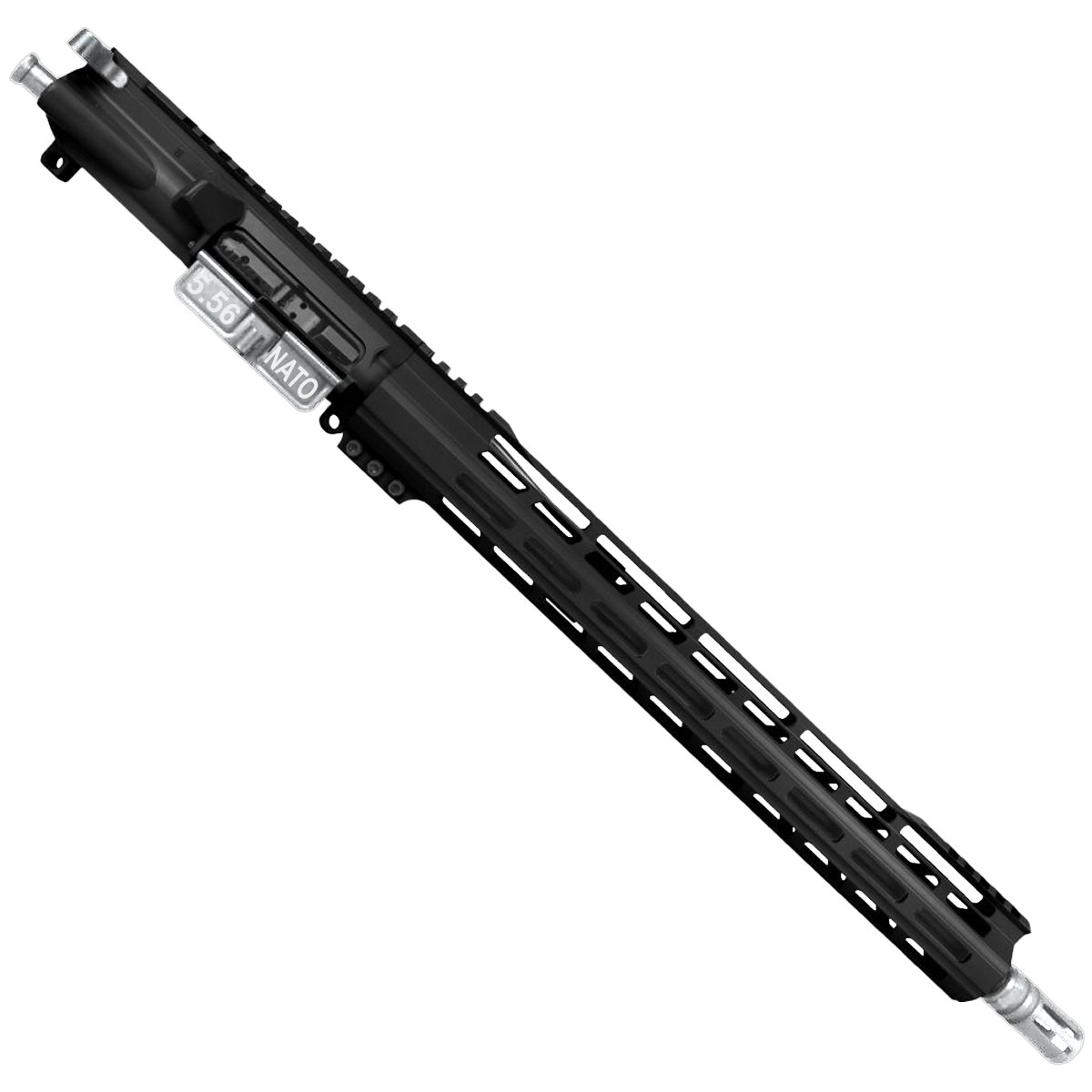 AR-15 .223 5.56 Two-Tone Complete Upper Build Assembly 16" Barrel 15" Lightweight Hybrid MLOK Handguard - Black and Tungsten Gray
