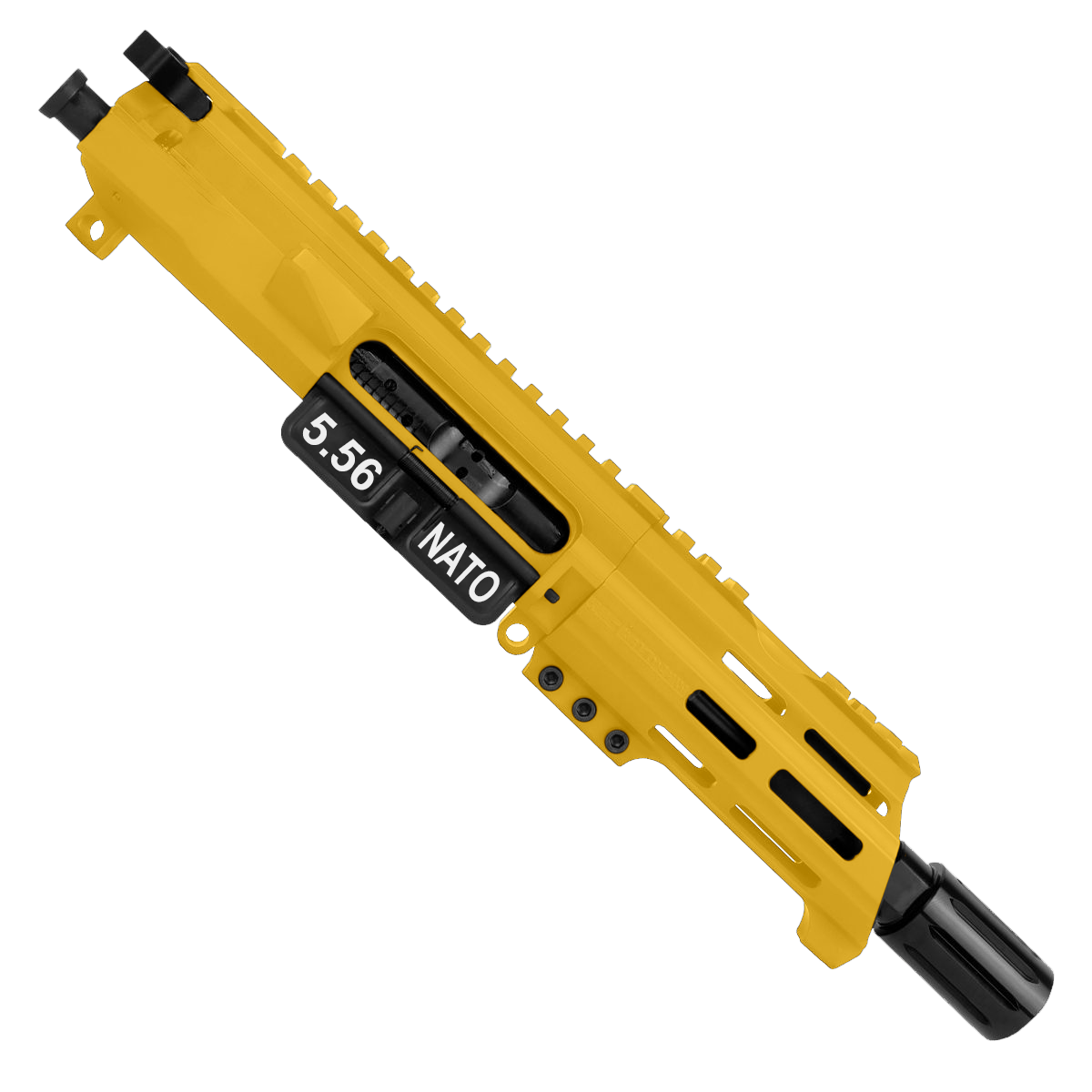 AR15 .223/5.56 Micro Pistol Upper Assembly 5" Barrel Custom 5" Top Cut Custom MLOK Handguard Complete w/ Charging Handle- Gold