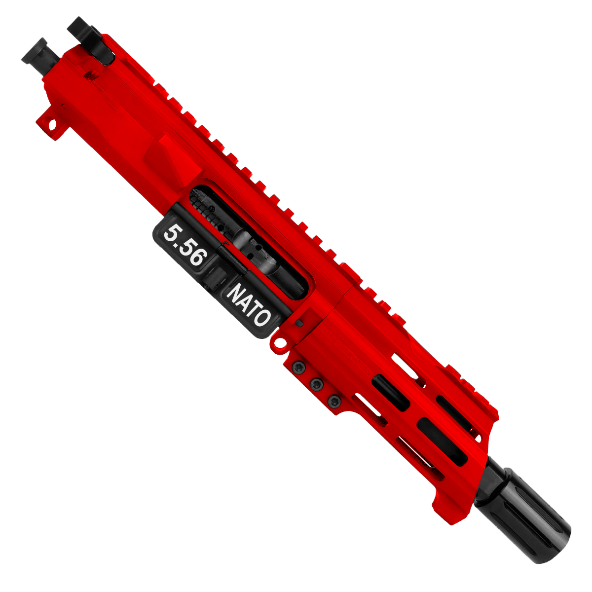 AR15 .223/5.56 Micro Pistol Upper Assembly 5" Barrel Custom 5" Top Cut Custom MLOK Handguard Complete w/ Charging Handle-RED