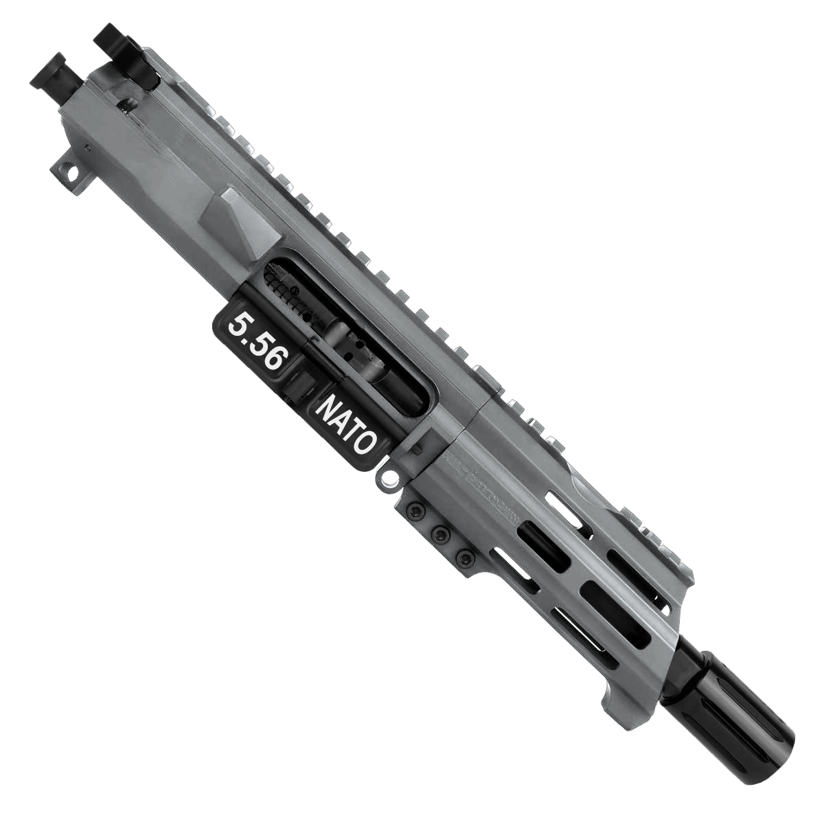 AR15 .223/5.56 Micro Pistol Upper Assembly 5" Barrel Custom 5" Top Cut Custom MLOK Handguard Complete w/ Charging Handle-TUNGSTEN