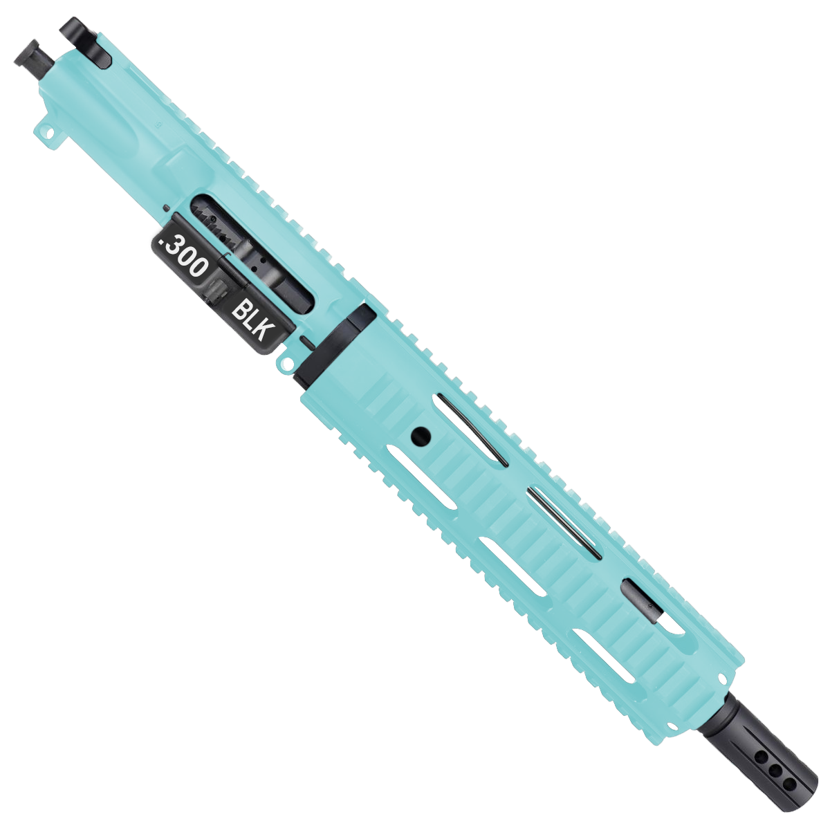 AR15 .300 Blackout Pistol Upper Assembly 10" Quadrail Handguard Complete w/ Charging Handle - Robins Egg Blue