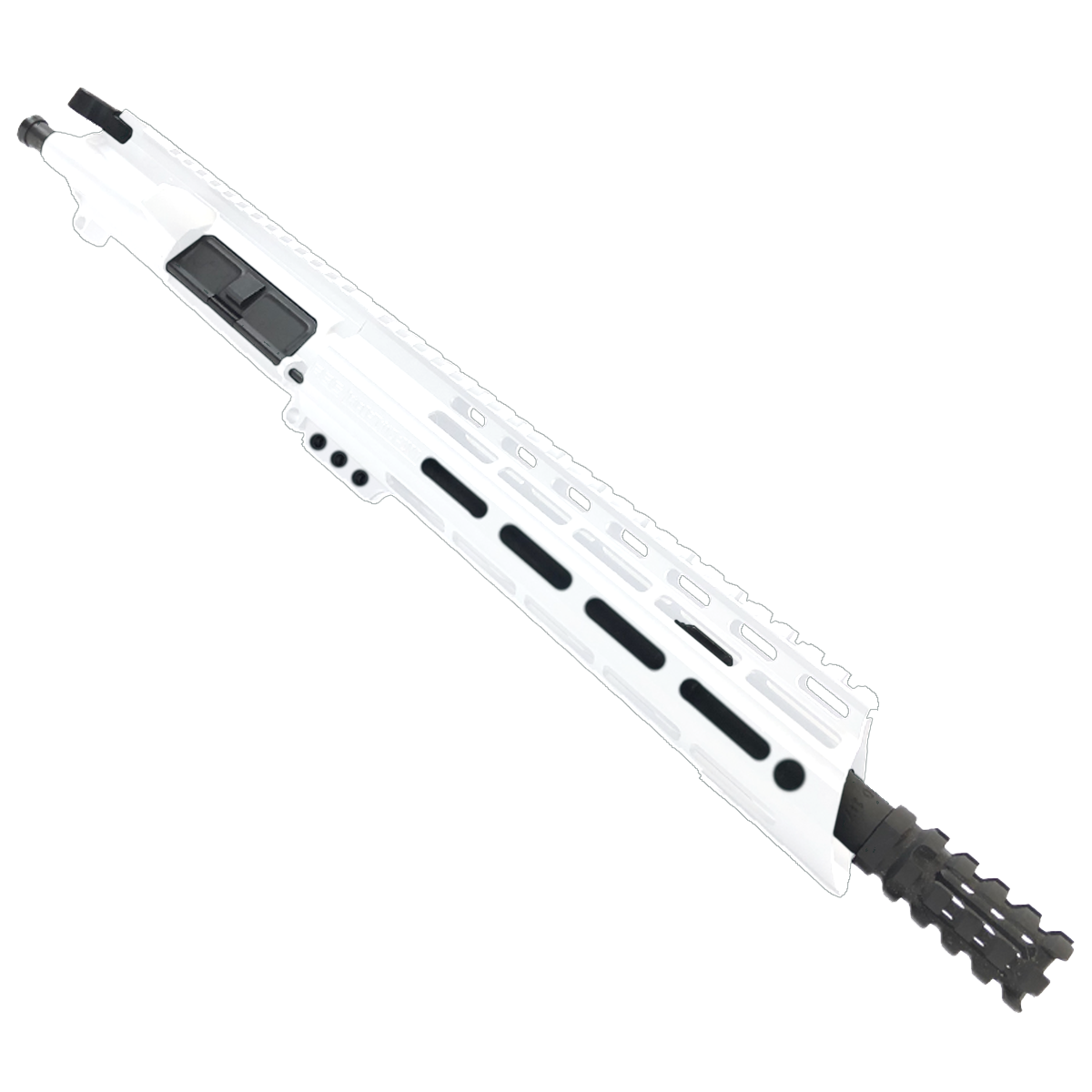 AR15 .300 Blackout Pistol Upper Assembly 10" Barrel Custom 10" Slanted MLOK Handguard Complete w/ Charging Handle - Storm Trooper White