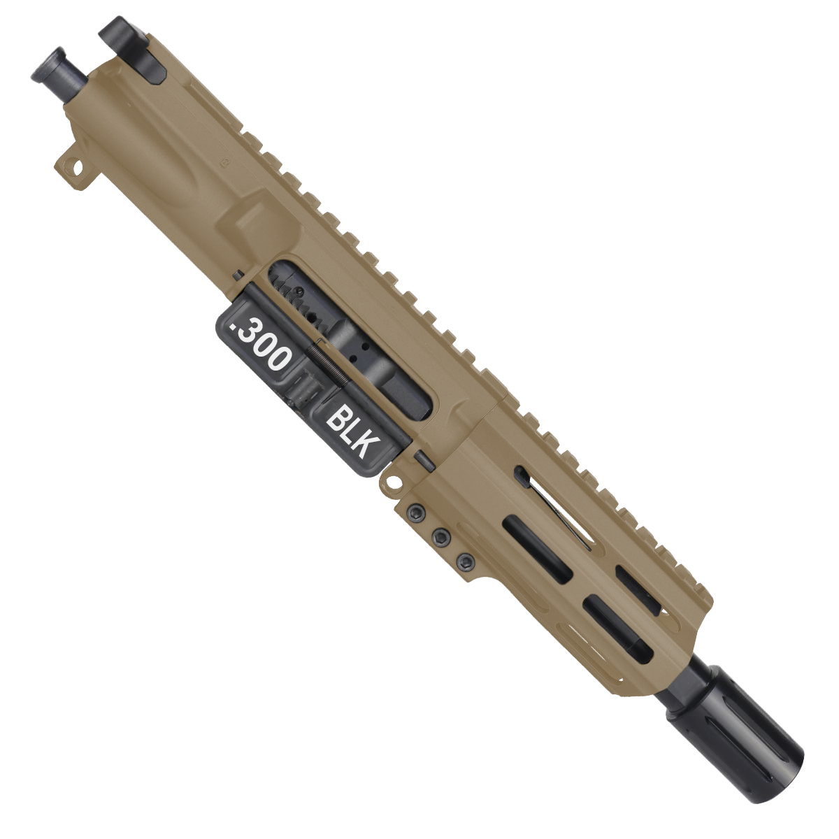AR15 .300 Blackout Micro Pistol Upper Assembly 5" Barrel MLOK Handguard w/ Charging Handle - FDE
