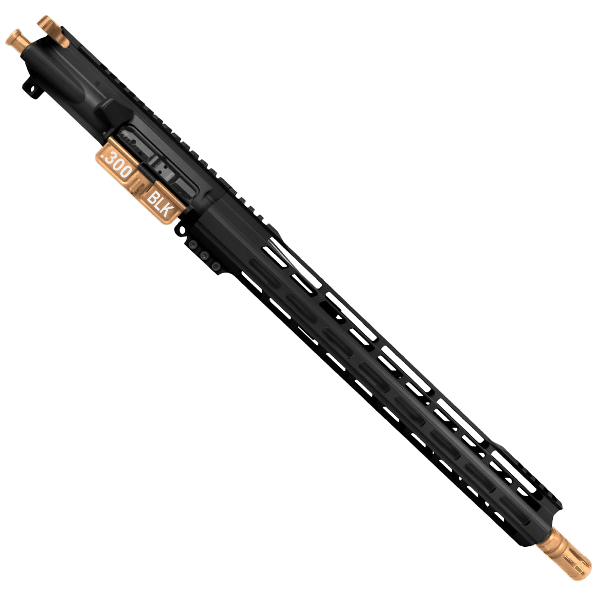 AR-15 .300 Blackout Two-Tone Complete Upper Build Assembly 16" Barrel 15" Lightweight Hybrid MLOK Handguard - Black and Burnt Bronze