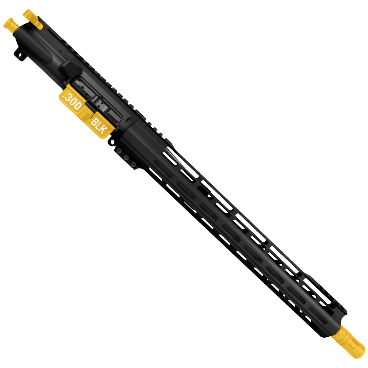 AR-15 .300 Blackout Two-Tone Complete Upper Build Assembly 16" Barrel 15" Lightweight Hybrid MLOK Handguard - Black and Gold