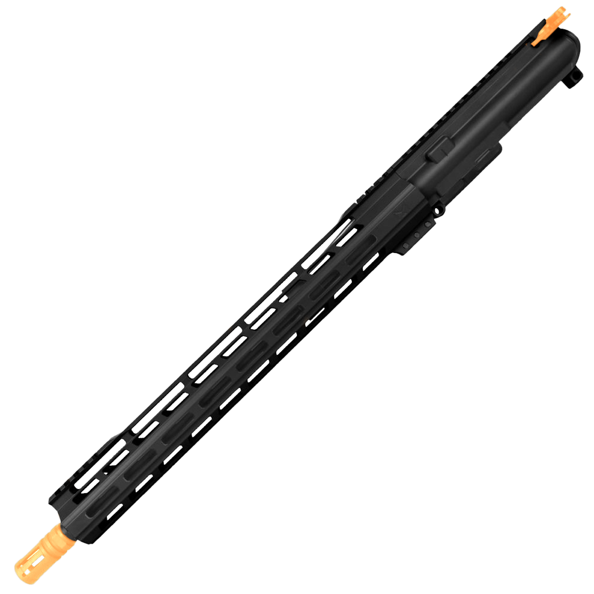 AR-15 .300 Blackout Two-Tone Complete Upper Build Assembly 16" Barrel 15" Lightweight Hybrid MLOK Handguard - Black and Tequila Sunrise Orange