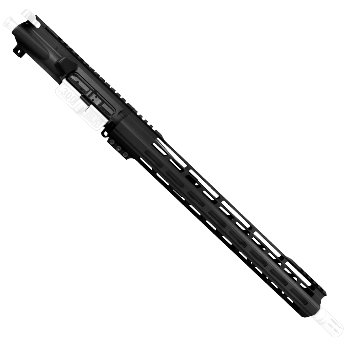 AR-15 .300 Blackout Two-Tone Complete Upper Build Assembly 16" Barrel 15" Lightweight Hybrid MLOK Handguard - Black and White