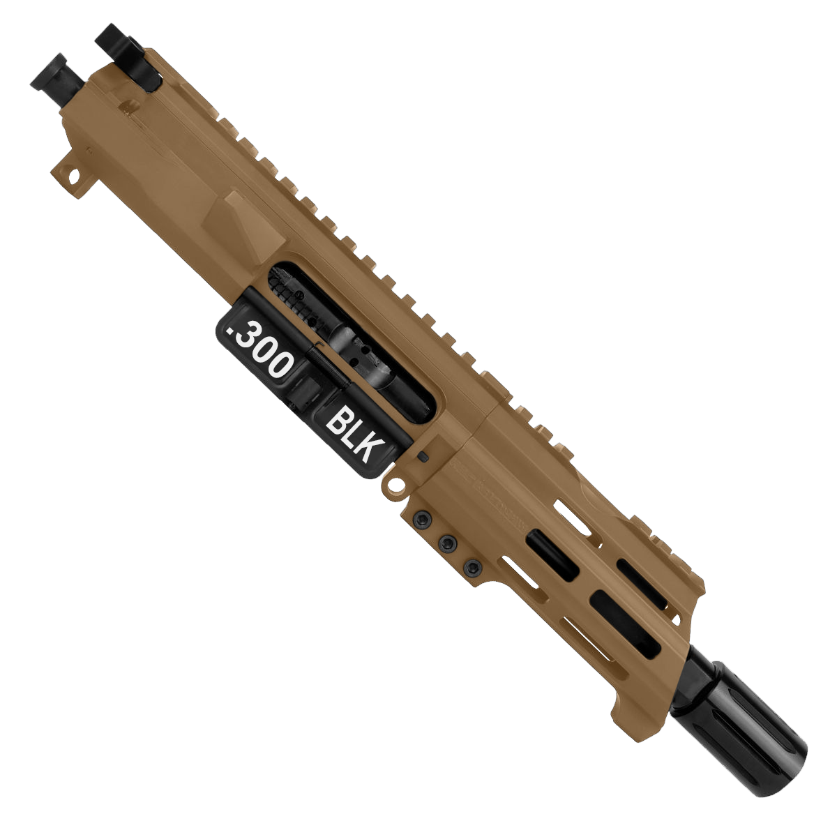 AR15 .300 Blackout Micro Pistol Upper Assembly 5" Barrel Custom 5" Top Cut Custom MLOK Handguard Complete w/ Charging Handle- Burnt Bronze