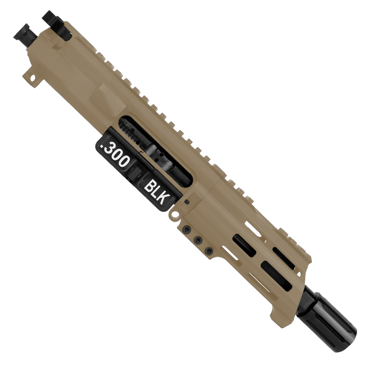 AR15 .300 Blackout Micro Pistol Upper Assembly 5" Barrel Custom 5" Top Cut Custom MLOK Handguard Complete w/ Charging Handle- FDE