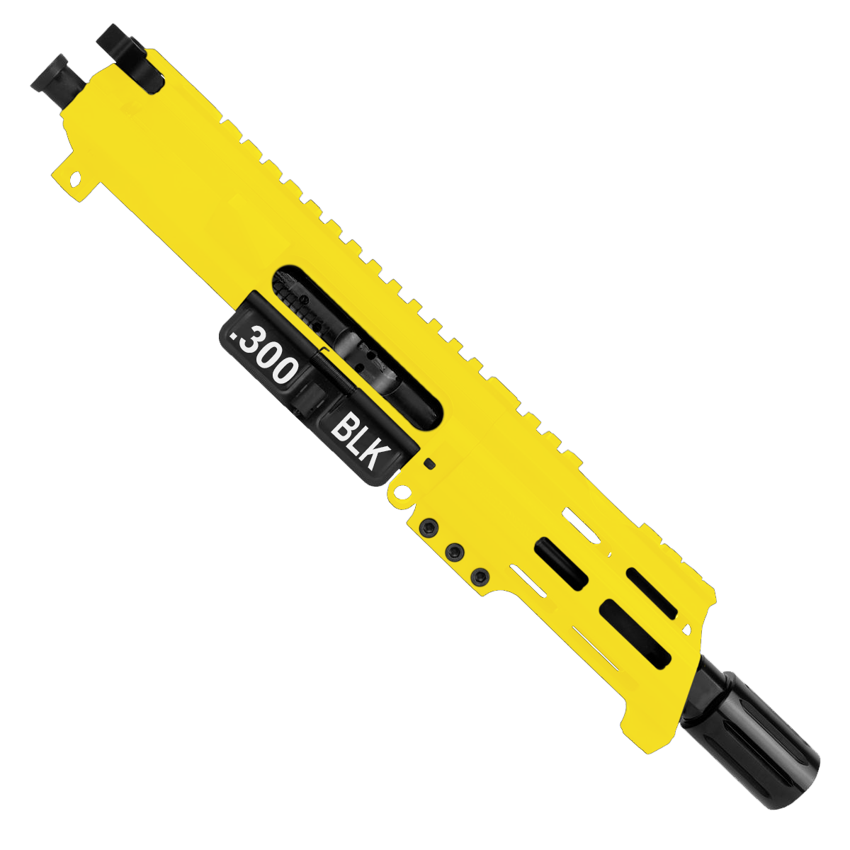 AR15 .300 Blackout Micro Pistol Upper Assembly 5" Barrel Custom 5" Top Cut Custom MLOK Handguard Complete w/ Charging Handle - Lemon Zest