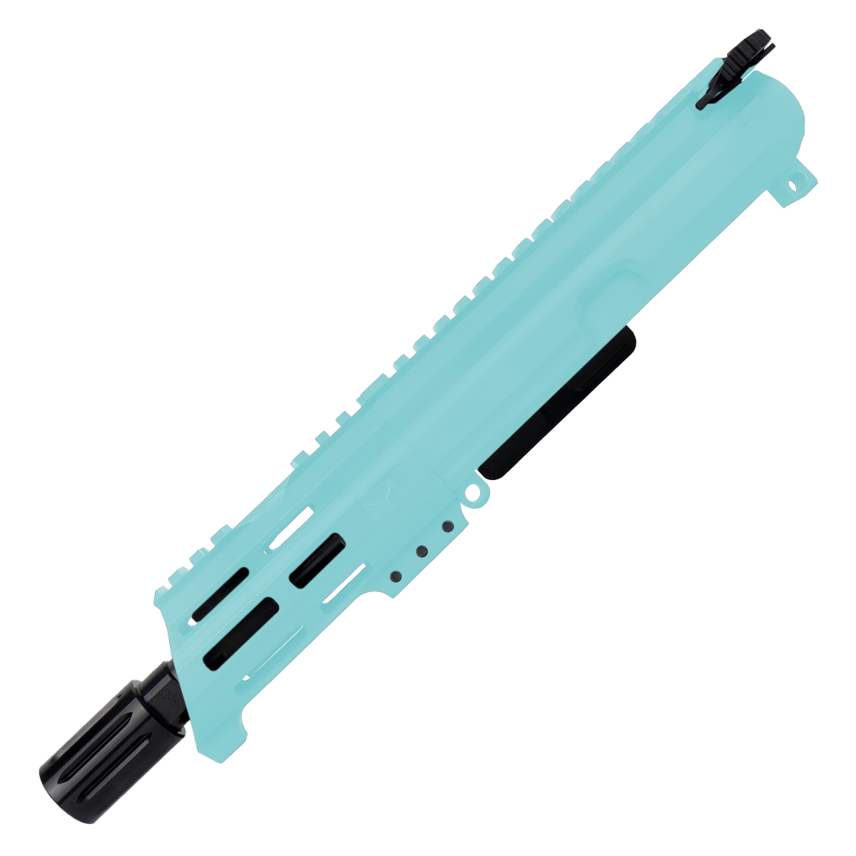 AR15 .300 Blackout Micro Pistol Upper Assembly 5" Barrel Custom 5" Top Cut Custom MLOK Handguard Complete w/ Charging Handle- Robins Egg Blue