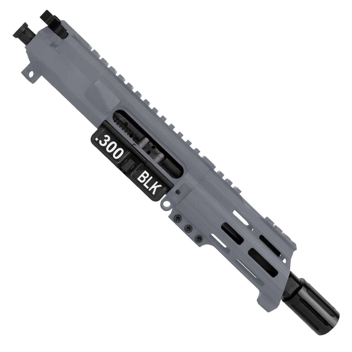 AR15 AR15 .300 Blackout Micro Pistol Upper Assembly 5" Barrel Custom 5" Top Cut Custom MLOK Handguard Complete w/ Charging Handle-Sniper Grey