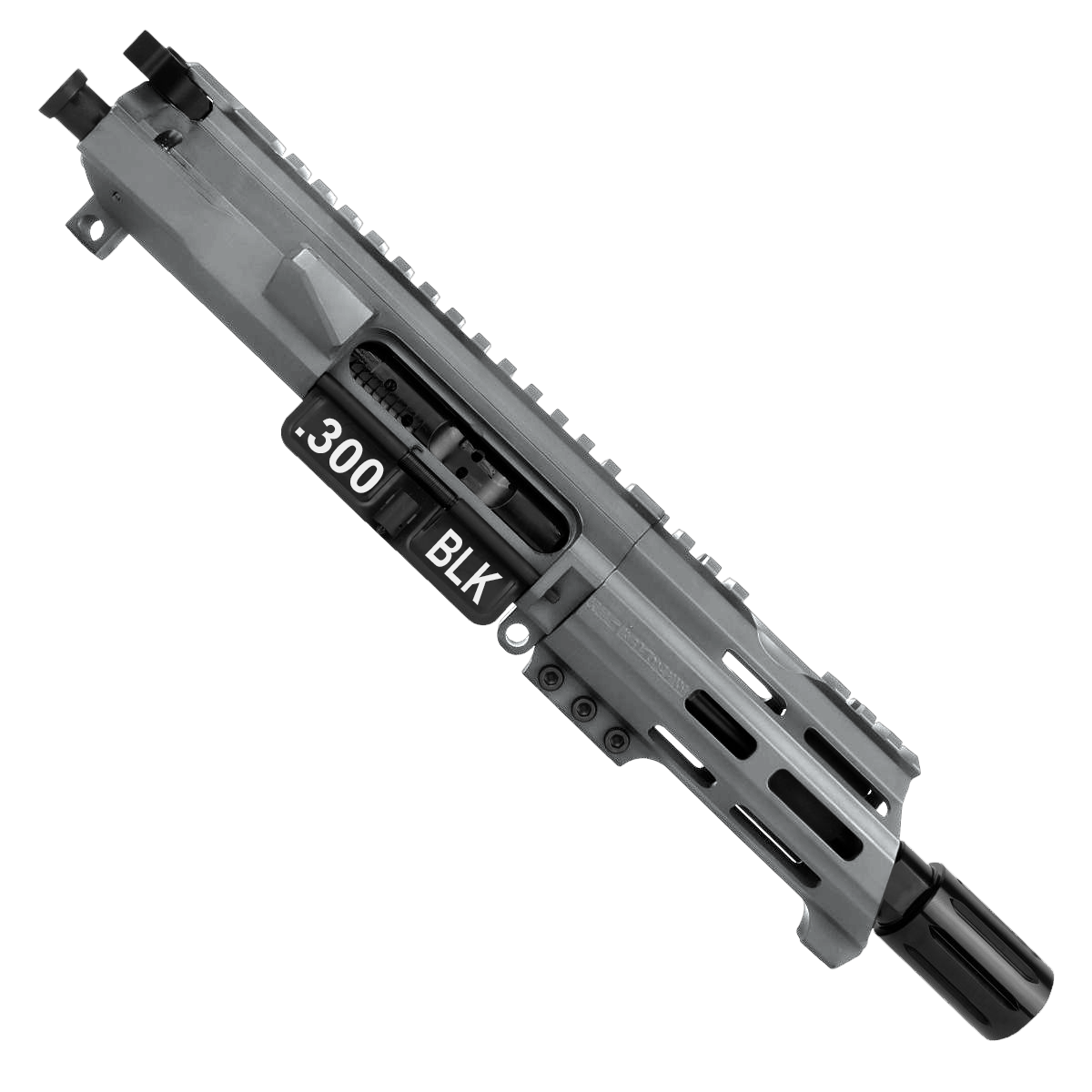 AR15 .300 Blackout Micro Pistol Upper Assembly 5" Barrel Custom 5" Top Cut Custom MLOK Handguard Complete w/ Charging Handle-Tungsten
