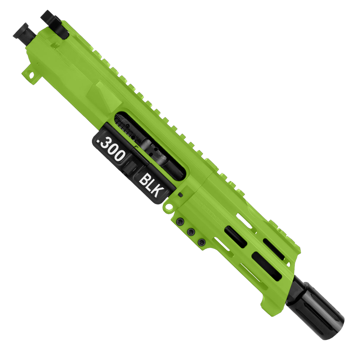 AR15 .300 Blackout Micro Pistol Upper Assembly 5" Barrel Custom 5" Top Cut Custom MLOK Handguard Complete w/ Charging Handle - Zombie Green
